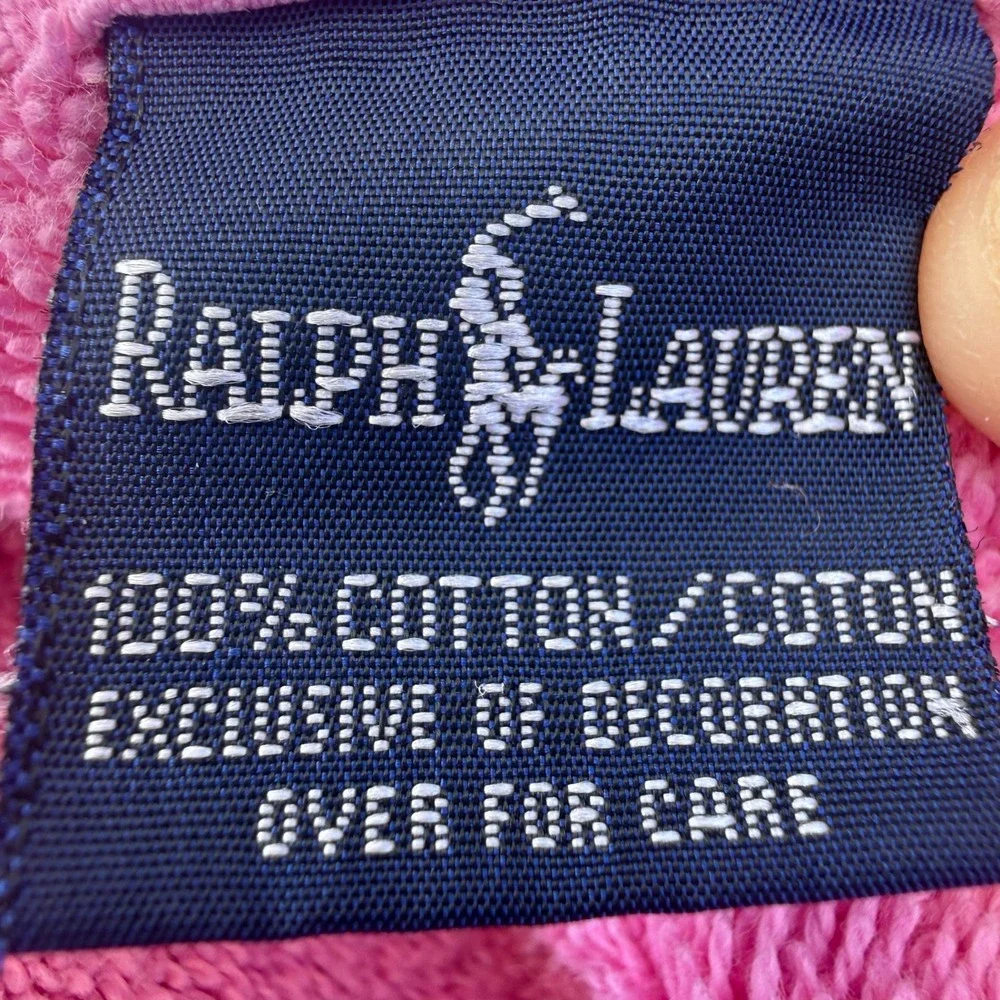 Ralph Lauren Bath Towel Large Pink 100% Cotton Made USA Solid Dobby Border VTG